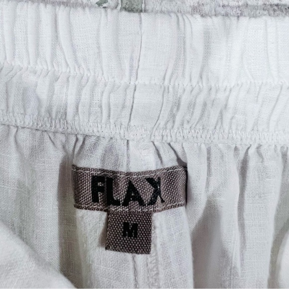 Flax Linen Pull on Full Length Straight Leg Pants in White Size M - Picture 7 of 9